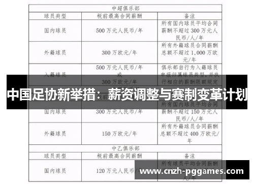 中国足协新举措：薪资调整与赛制变革计划